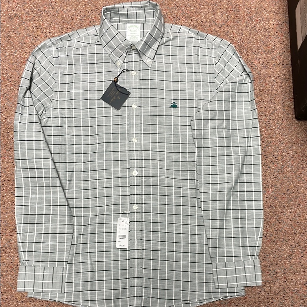 Brooks Brothers Brand New Medium Men's Green Checkered Shirt